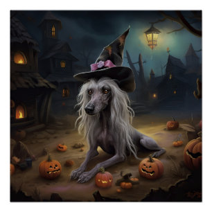 Chinesische Crested-Kürbisse Halloween Gruselig  Poster