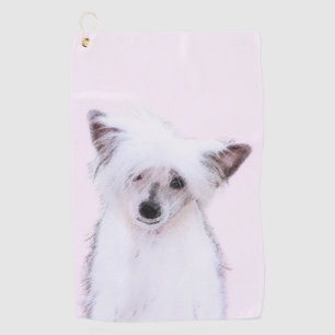 Chinesische Crested Powderpuff-Malerei - Hundekuns Golfhandtuch