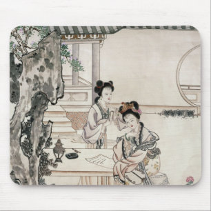 Chinesische Damen in einem Garten Mousepad