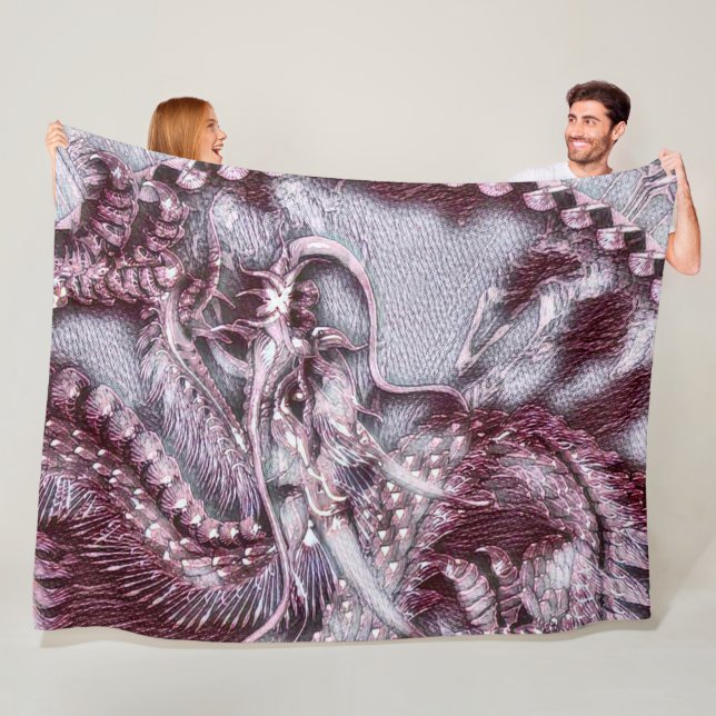 Chinesische Drache-Platin-Bleistift-Kunst Fleecedecke (Beispiel)