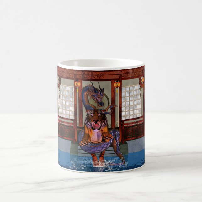 Chinesische Drache-und Tiger-Tasse, Jahr des Tasse (Mittel)