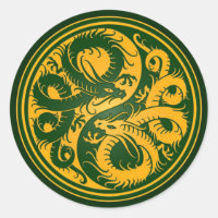 Chinesische Drachen Gelb und Grün Yang