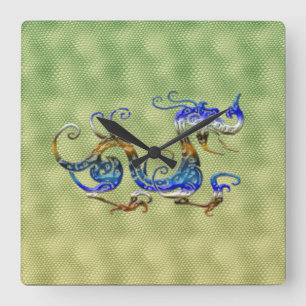 Chinesische Drachenfantasy Art Designer Geschenkuh Quadratische Wanduhr