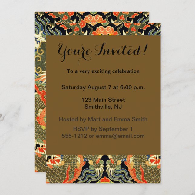 Chinesische Drachenkunst Einladung (Vorne/Hinten)