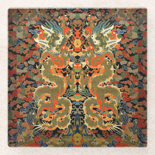 Chinesische Drachenkunst Glasuntersetzer