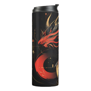Chinesische Drachenkunst mit majestätischer Rot- u Thermosbecher