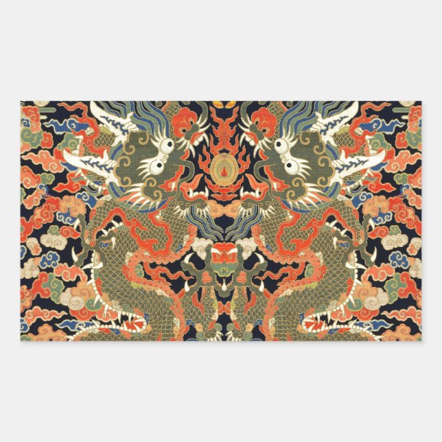 Chinesische Drachenkunst Rechteckiger Aufkleber (Vorderseite)