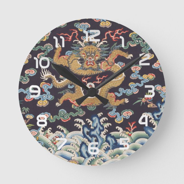 Chinesische Drachenkunst Runde Wanduhr (Vorderseite)