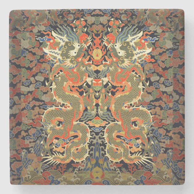 Chinesische Drachenkunst Steinuntersetzer (Vorderseite)