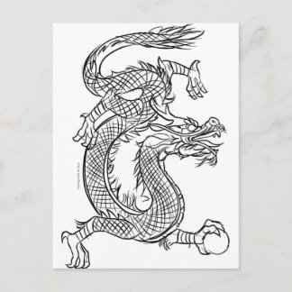 Chinesische Drachenlinie Zeichne Sketch-Ostfantasy Postkarte