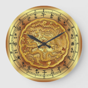 Chinesische Drachenuhr ~ Dragon und Phoenix ~ Große Wanduhr