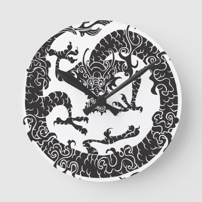 chinesische Drachenuhr Runde Wanduhr (Vorderseite)