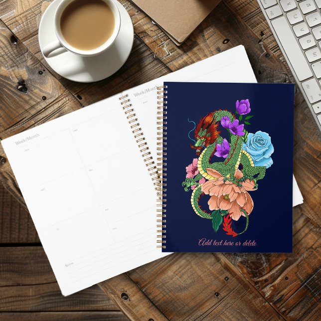 Chinesische Dragon Navy Blue Blumen Planer (Von Creator hochgeladen)