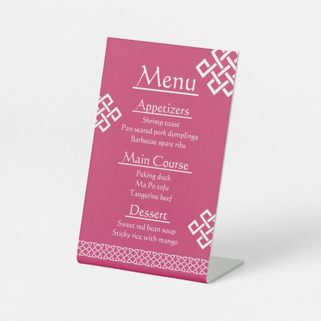 Chinesische Elegance im Himbeerry-Schild Sockelschild (Vorderseite)