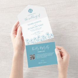 Chinesische Elegant-Flora All in One Wedding Einla Einladung