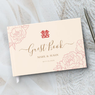 Chinesische elegante Doppelte Glück Hochzeit Gästebuch