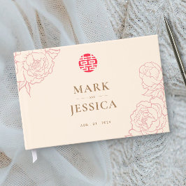 Chinesische Elegante Double Happiness Hochzeit Gästebuch