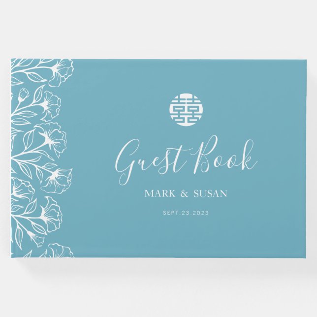 Chinesische Elegante Double Happiness Hochzeit Gästebuch (Vorderseite)