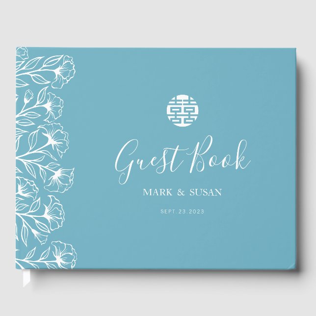 Chinesische Elegante Double Happiness Hochzeit Gästebuch (Vorderseite)