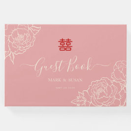 Chinesische Elegante Double Happiness Hochzeit Gästebuch