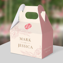 Chinesische Elegante Double Happiness Peonies Wedd Geschenkschachtel