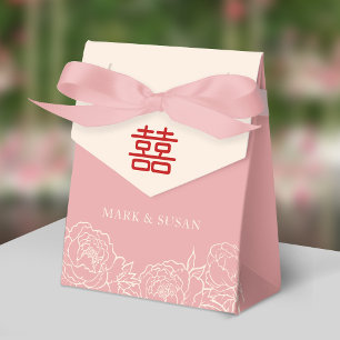 Chinesische Elegante Double Happiness Peonies Wedd Geschenkschachtel