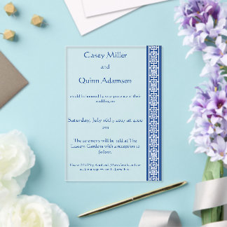 Chinesische Eleganz in blauer Acryl-Hochzeit Acryleinladungen