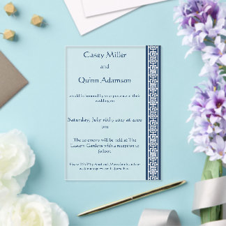 Chinesische Eleganz in Navy-Acrylblatt Hochzeit Acryleinladungen