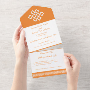 Chinesische Eleganz in Orange All In One Einladung