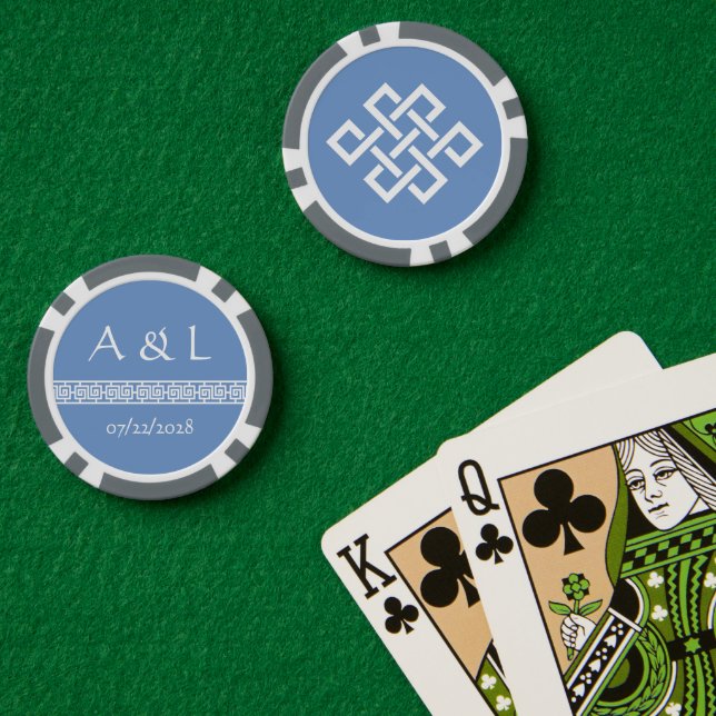 Chinesische Eleganz in Periwinkle Pokerchips (Pokertisch (doppelt))