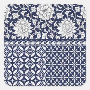 Chinesische Eleganz: Nahtloses Ornament Quadratischer Aufkleber