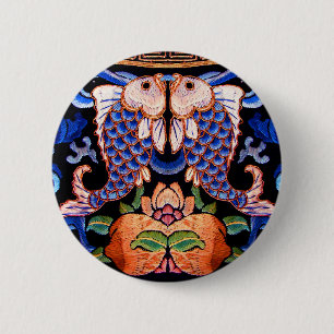 Chinesische Fisch-Stickerei Button
