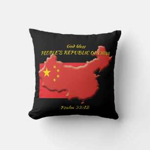 CHINESISCHE FLAG MAP China Scripting Custom BLACK Kissen