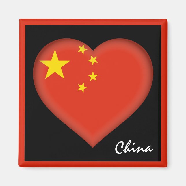 Chinesische Flagge & Chinesisches Herz, China/Spor Magnet (Vorne)