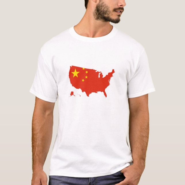 Chinesische Flagge der China in USA Vereinigte T-Shirt (Vorderseite)