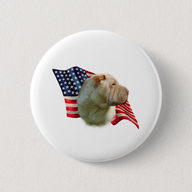 Chinesische Flagge für Shar-Pei Button (Vorderseite)