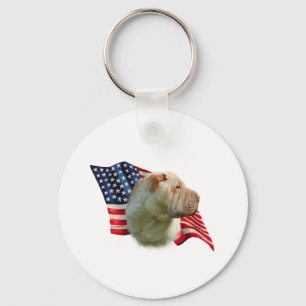 Chinesische Flagge für Shar-Pei Schlüsselanhänger