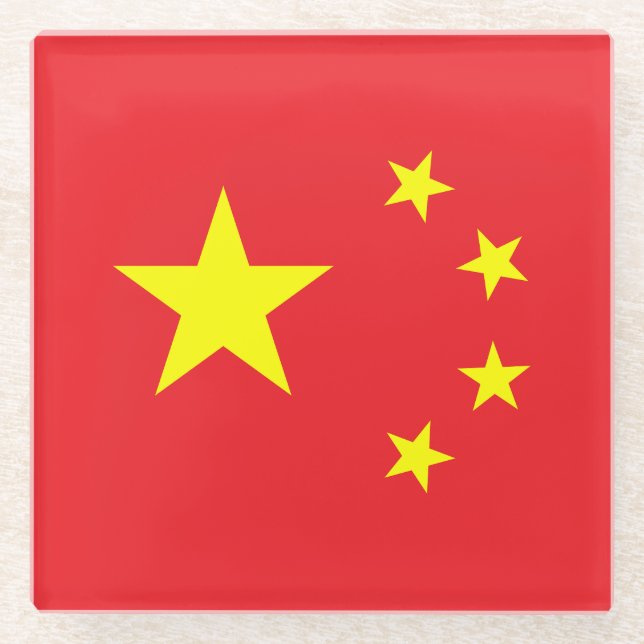 Chinesische Flagge Glasuntersetzer (Vorderseite)