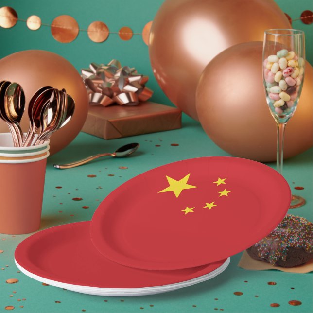 Chinesische Flagge Pappteller (Multi)