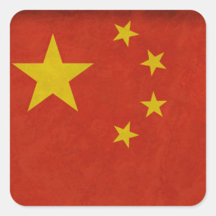 Chinesische Flagge Quadratischer Aufkleber