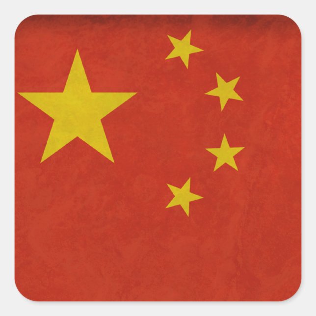 Chinesische Flagge Quadratischer Aufkleber (Vorderseite)