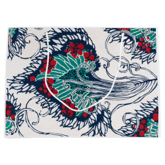 CHINESISCHE FLORALDRUCKGIFT-BAG GROßE GESCHENKTÜTE