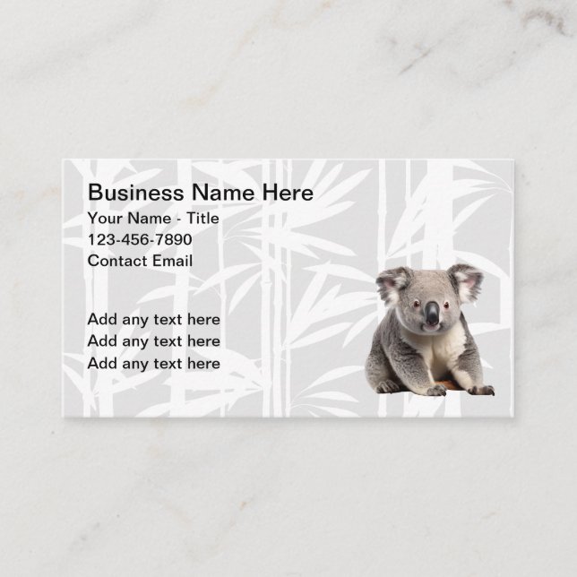 Chinesische Food Koala Bären Thema Business Cards Visitenkarte (Vorderseite)