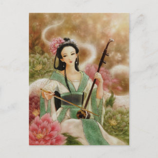 Chinesische Frau spielt Erhu Postkarte