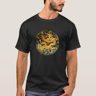 Chinesische gestickter goldener Drache des T-Shirt