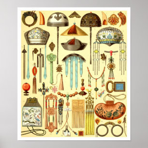 Chinesische Haar-Verzierungen, widerliche Poster