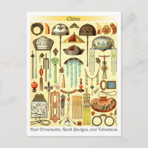 Chinesische Haarschmuck, Rangabzeichen und Talisma Postkarte
