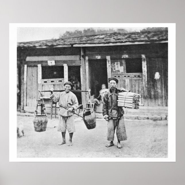Chinesische Hawkers, c.1870 (b/w-Foto) Poster (Vorne)