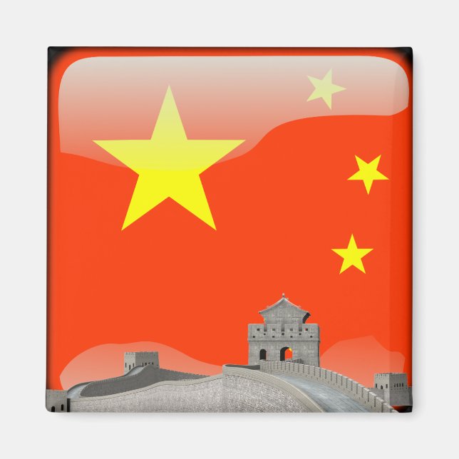 Chinesische Hochglanzflagge Magnet (Vorne)