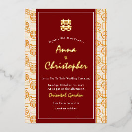 Chinesische Hochzeit auspicious zweisprachigen Per Folieneinladung